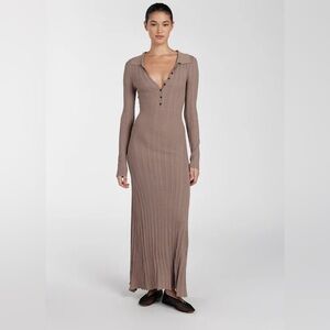 ❌❌sold❌❌SYLVIA TAUPE POLO KNIT MIDI DRESS
